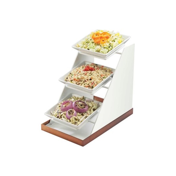 Cal-Mil Cal-Mil Luxe Three Bowl Display 10"W x 16-1/4"D x 17"H White and Stainless Steel 3022-55 - main